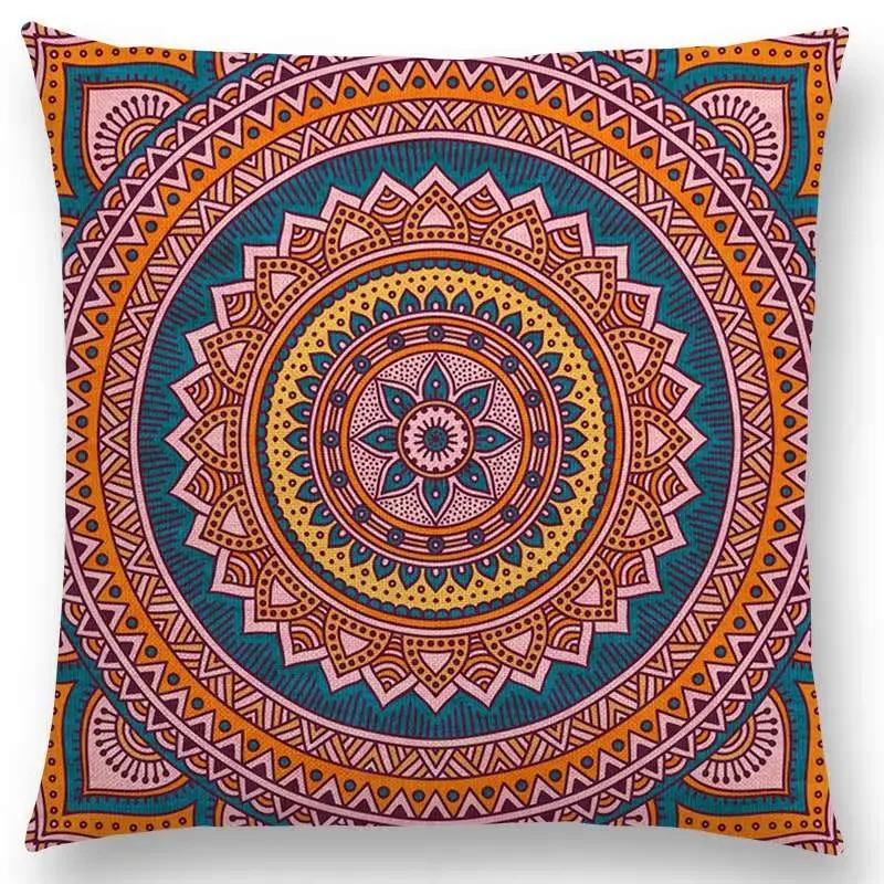 Hippie Mandala Boho Rainbow Floral Pattern Decor Throw Pillow Case Sun Moon Flowers Dream Fantasy Gorgeous Cushion Cover Sofa