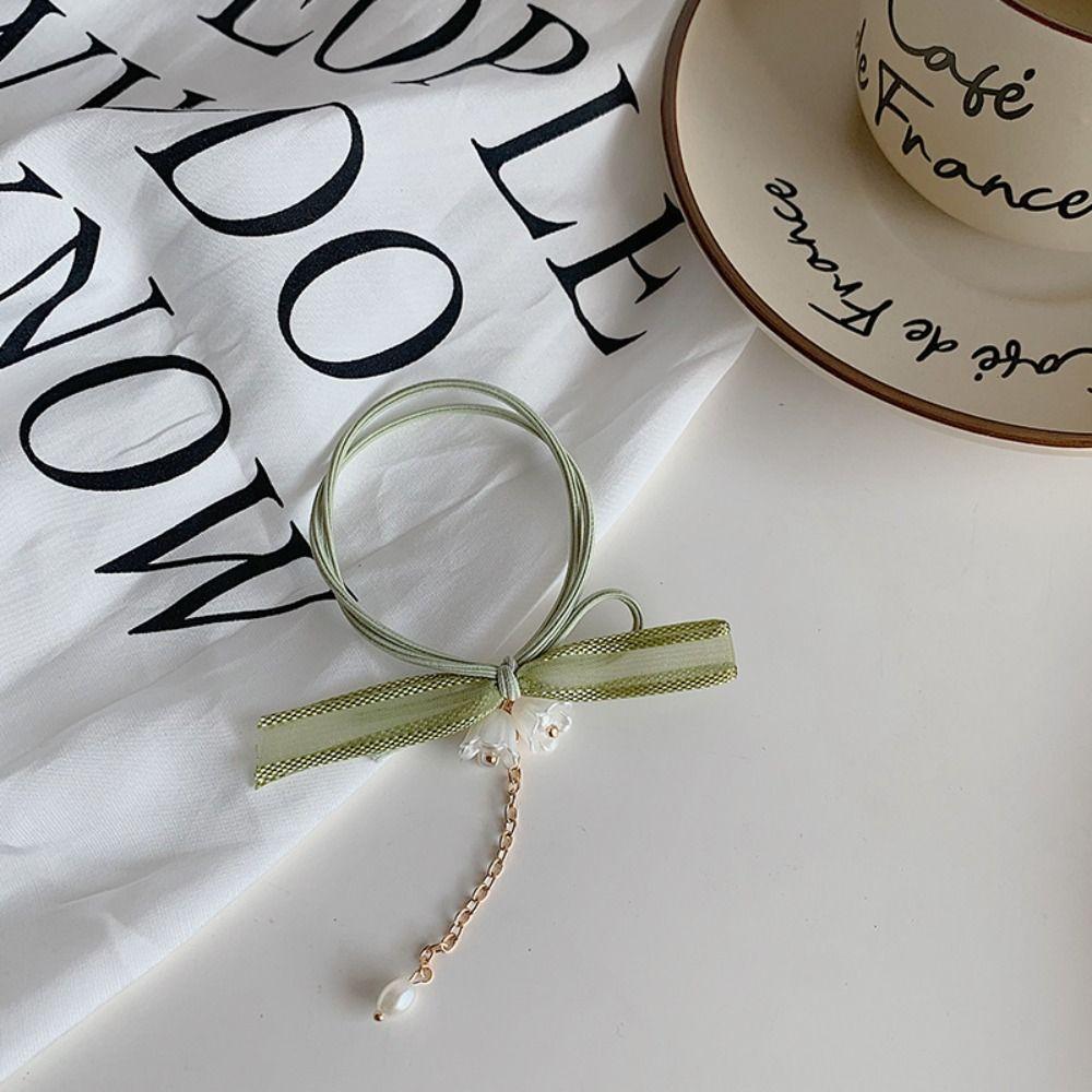 Convallaria Majalis Elastic Rubber Band Women Bow Hair Loop Korean Hair Accessory Flower Head Rope