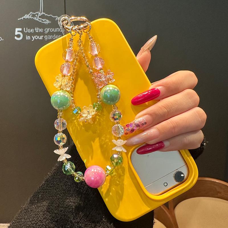 Luxury Premium Double-Layer Crystal Beaded Mobile Phone Chain Wrist Short Lanyard Mobile Phone Case Pendant Bag Keychain