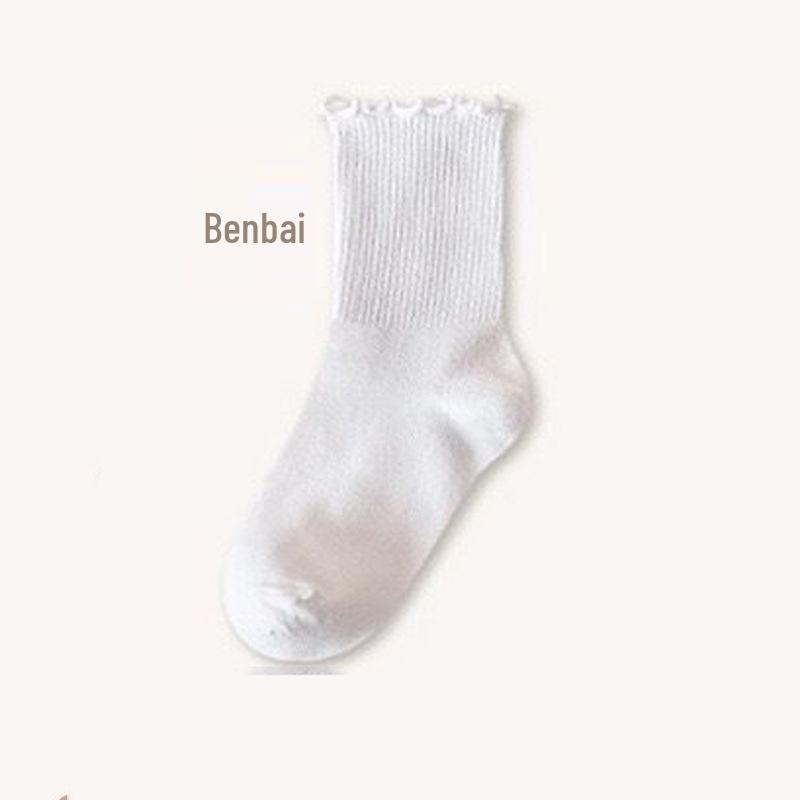 

Women s Black Frilly Mid-Calf Versatile Mori Style Scrunch Socks for Spring & Autumn One size (fits 36-42)