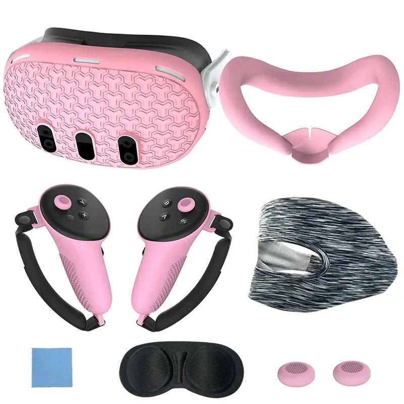 7pcs Accessories Set Controller Grips Face Cover Anti-Scratch VR Protective Cover Front Shell Cover Anti-Fall for Meta Quest 3