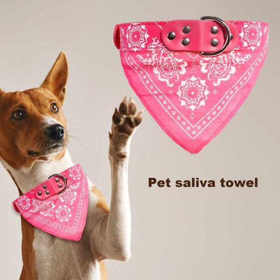 Yousheng Pet Saliva Towel Ethnic Style Print Triangle Neckerchief Bib Fabric Adjustable Bandana Collar for Puppy Dogs Cats Pet Accessories