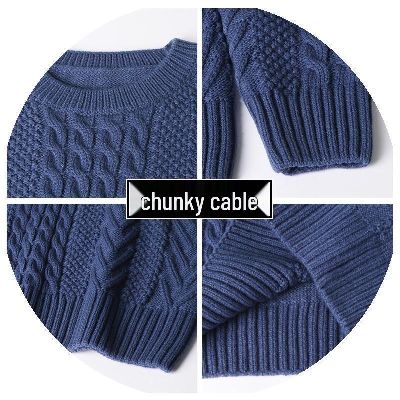 2025 Herbst/Winter Herren Grobstrick Zopfmuster Strickjacke - Koreanischer Stil Locker Strickware für Paare