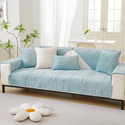 Plush Solid Color Sofa Cushion Four Seasons Universal High-grade Non-slip Leather Sofa Cover Cloth Cover
