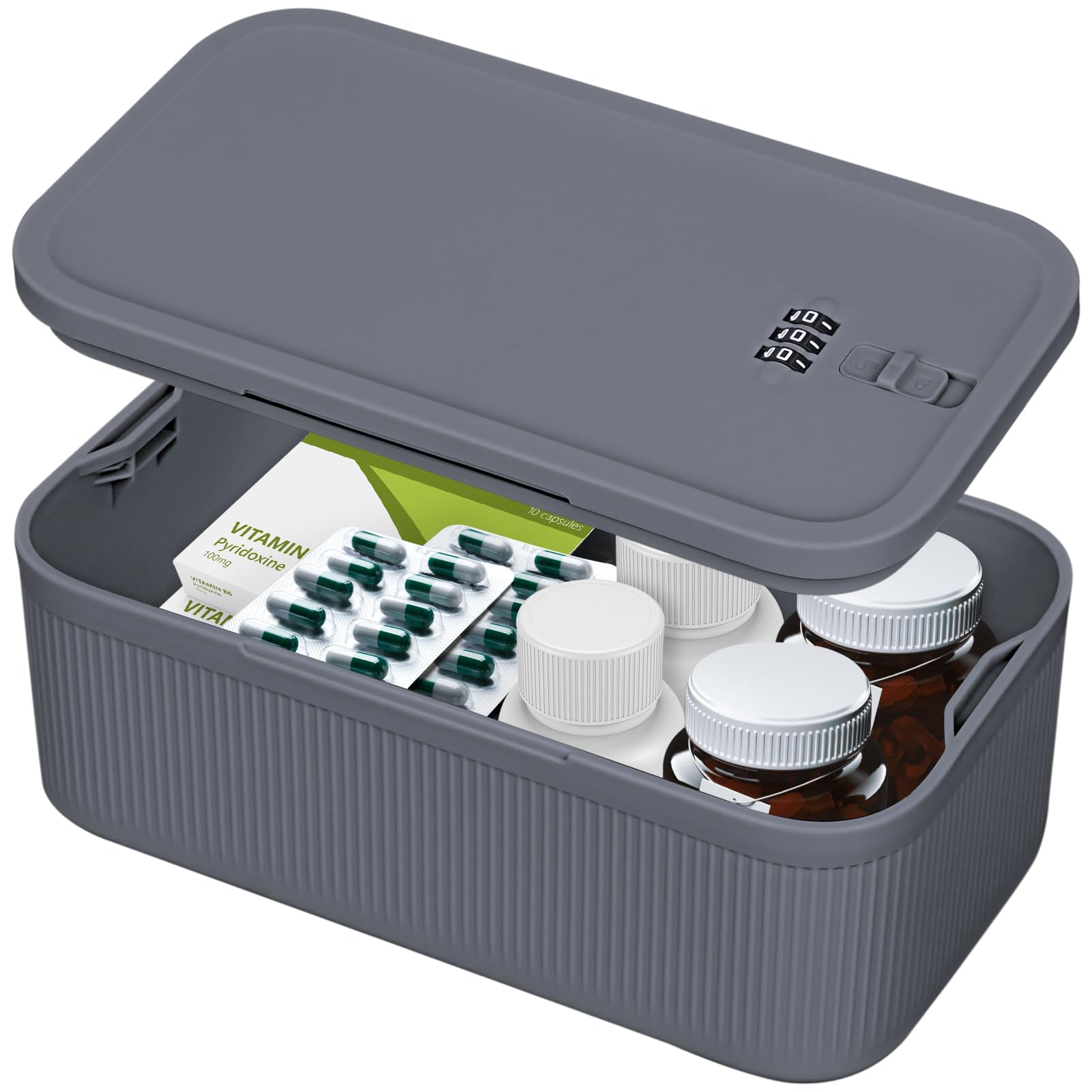 yazi Home Safe, Small Dial Mini Safe with Combination Lock, Plastic Storage Box, Piggy Bank for Cash, Important Documents, Bank Cards, and Valuables (