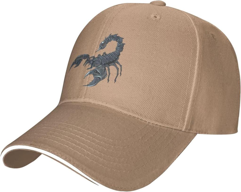 Scorpion Black Graphic Baseball Cap Adjustable Unisex Polyester Casual Sun Hat