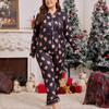 Women's Plus Size Cross-Border Fashion Pajama Set with Lapel Cardigan and Long Pants - Christmas Autumn Winter Collection