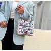 Portable Linen Tote Bag High-capacity Outing Leisure Handbag Lady Shoulder Bag Cosmetic Bag Student Lunch Bag Storage Bag