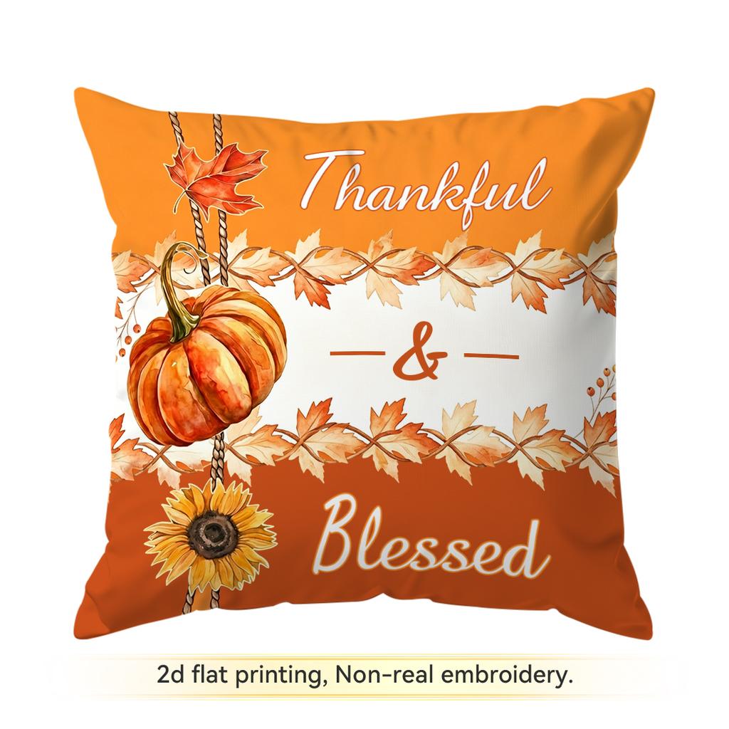1pcs Autumn Pumpkin Sunflower Cushions Pillowcase Polyester Cushion Cover Throw Pillow Pillowcover Home Car Sofa Decor