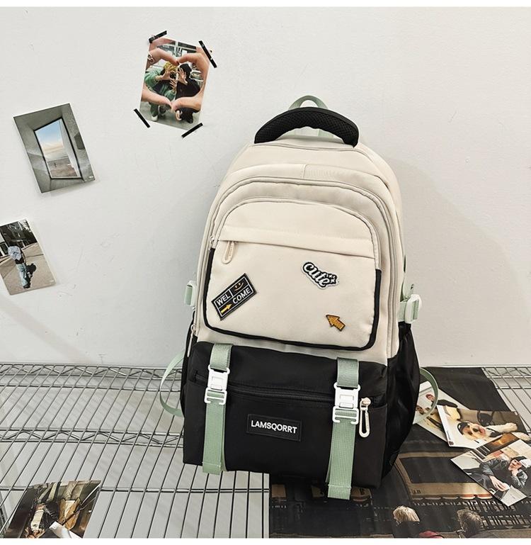 

Fashion, high value, contrasting colors, junior high school students schoolbags, girls large-capacity middle school students backpacks, fashion чорний