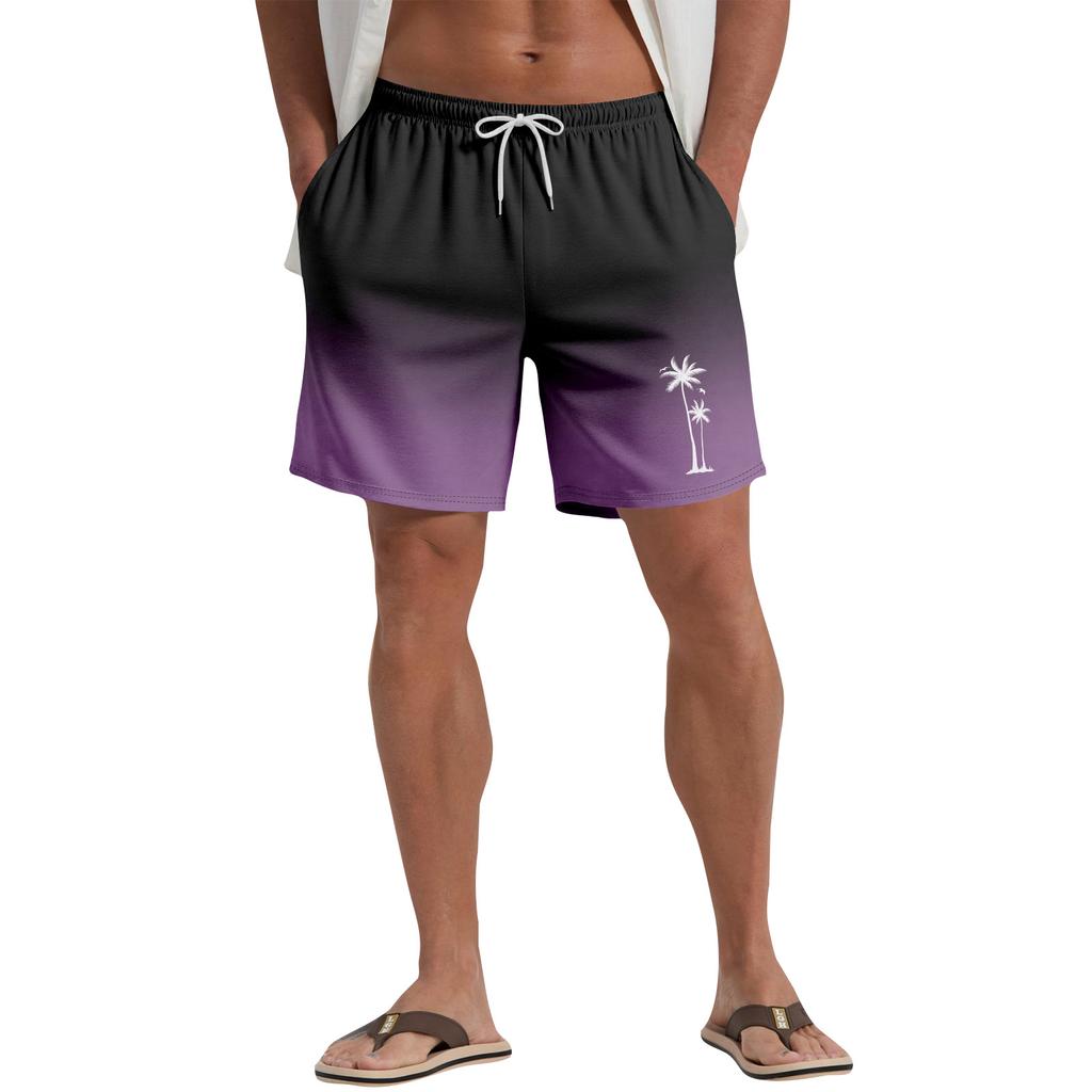 Hawaiian Plant Printed Men's Casual Beach Shorts