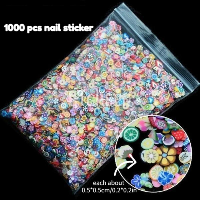 Kamínky 1000 ks 3D Ovocný květ Květinový plátek Fimo hlína Nálepka Dekorace Tipy pro DIY nail art