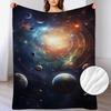 1pc Galaxy Space Fleece Blanket – Ultra-Flannel Throw with Vibrant Planet & Nebula Design Cozy for Couch Sofa Bed or Office – Perf