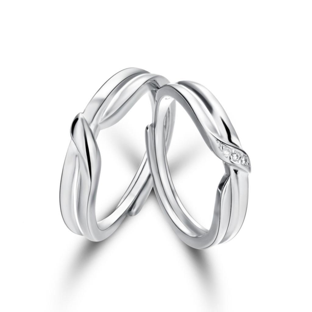 Fashion Irregular Green Leaves Couple Rings For Women Men Lovers Luxury Zircon Silver Color Open Ring Bride Wedding Jewelry Gift