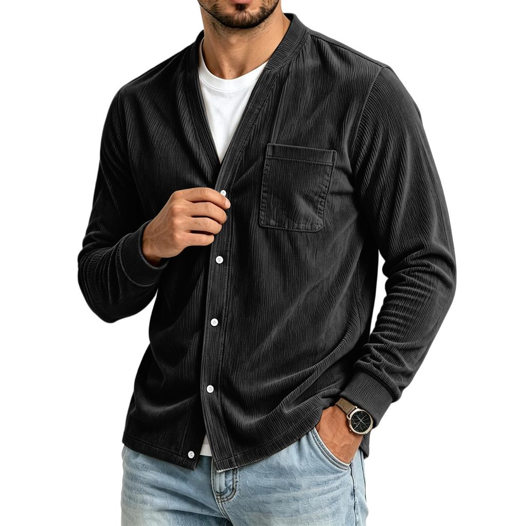 Men's Casual Color Loose Fit Top with Pockets