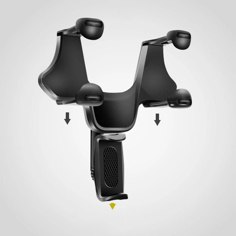 Car Rear View Mirror Phone Holder Interior Mobile Phone Stand Rearview Mirrors Car Phone Cradle Support for GPS Cell Phone Mount