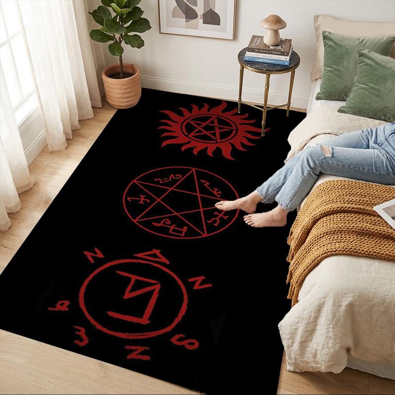 Supernatural Symbols Living Room Nonslip Area Rug Soft Carpet For Bedroom Game Playroom Sofa Office Home Decor Doormat Christmas Gift C922154