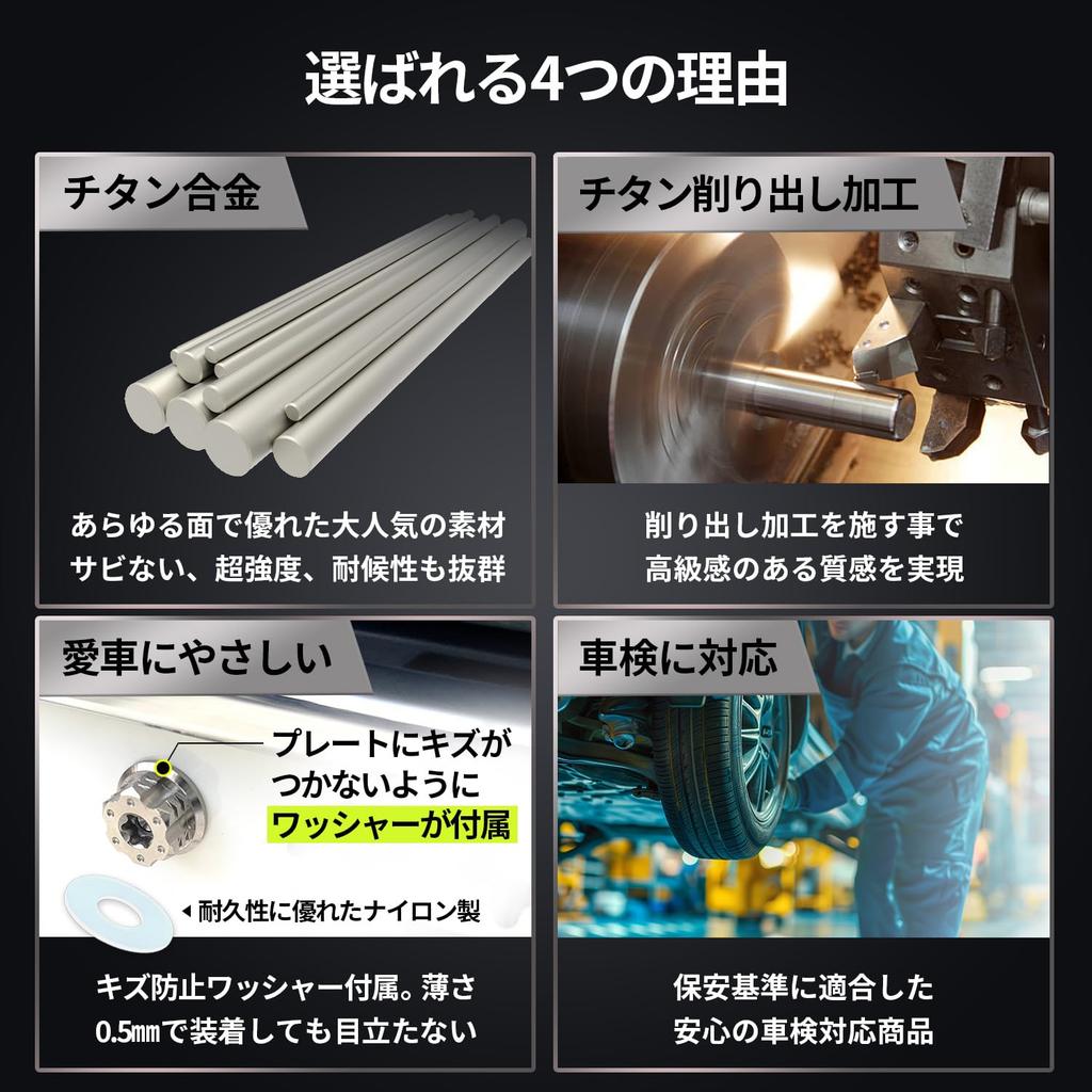 RENPA Titanium Alloy License Plate Bolt Wild Design Vehicle Inspection Compatible (Silver Bolt Length 0.6 inch (15 mm)