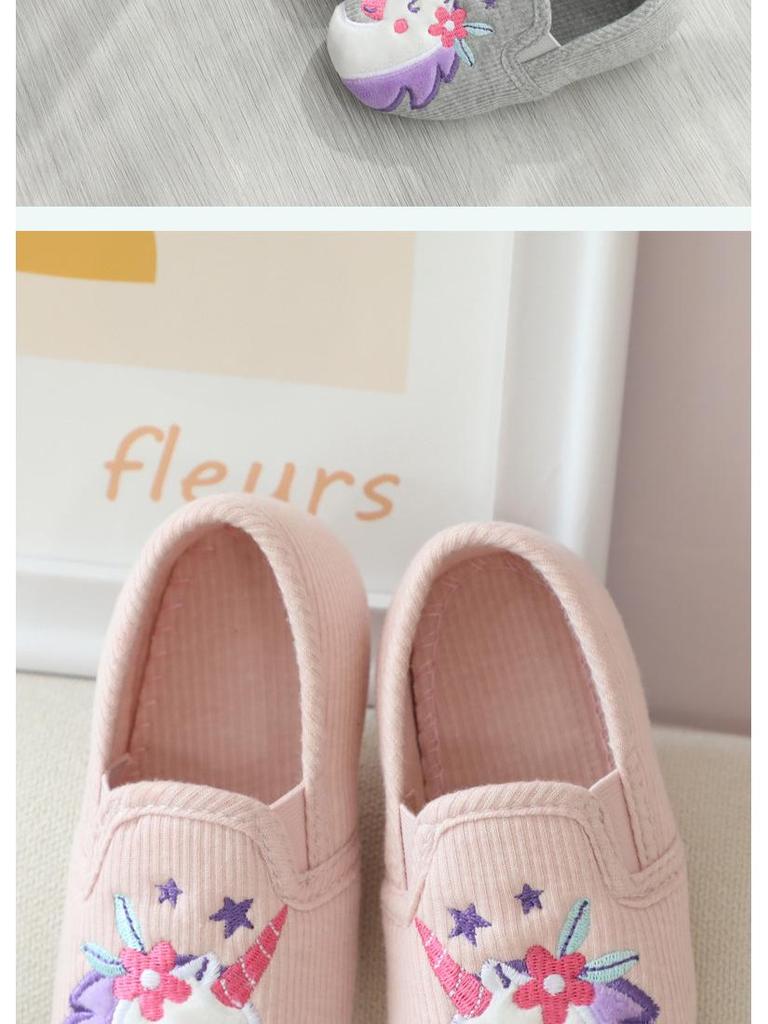 Unicorn Girls' Indoor Backless Slippers - Silent Cotton Shoes for Wood Floors
