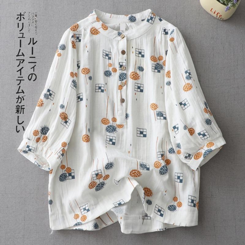 

Блузка с художественным принтом «судоку» в минималистском стиле для женщин, дышащая, удобная, свободная, с рукавами «батбол» из чистого хлопка, блузки и рубашки XL белый