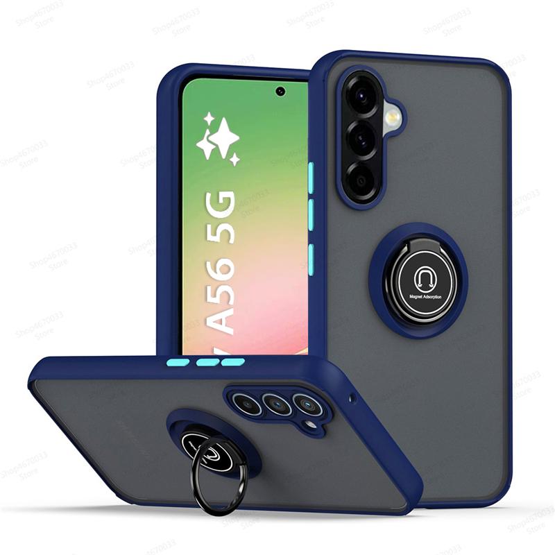 Matowe Magnetyczne Etui Pancerne z Uchwytem na Telefon Dla Samsung A56 A36 A26 A55 A35 A25 A54 A34 A14 A73 A53 A33 A13 A72 A52 Etui Odporne na Wstrząsy