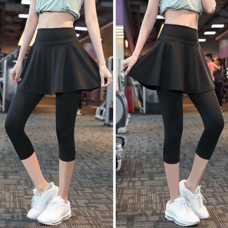 High-Waisted Two-in-One Skirt Leggings - Quick-Dry, Hip-Lifting Yoga and Running Pants