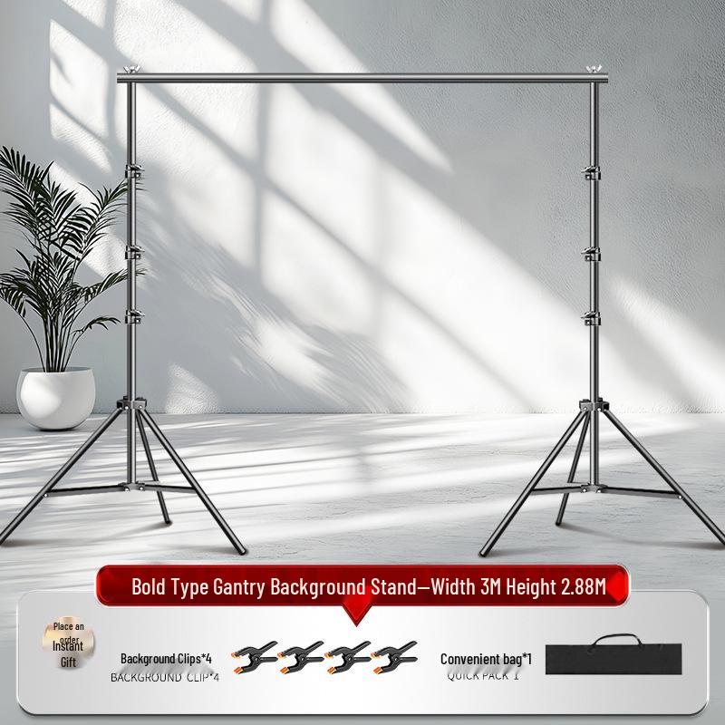 2x3 Meter Photography Background Stand with Black Light-Absorbing Cloth, Studio Props, and White Cloth for Shooting