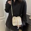 Summer Popular Beautiful Niche Shoulder Bag Retro High-end Messenger Bag Splicing Casual Woven Bucket Tote Bag