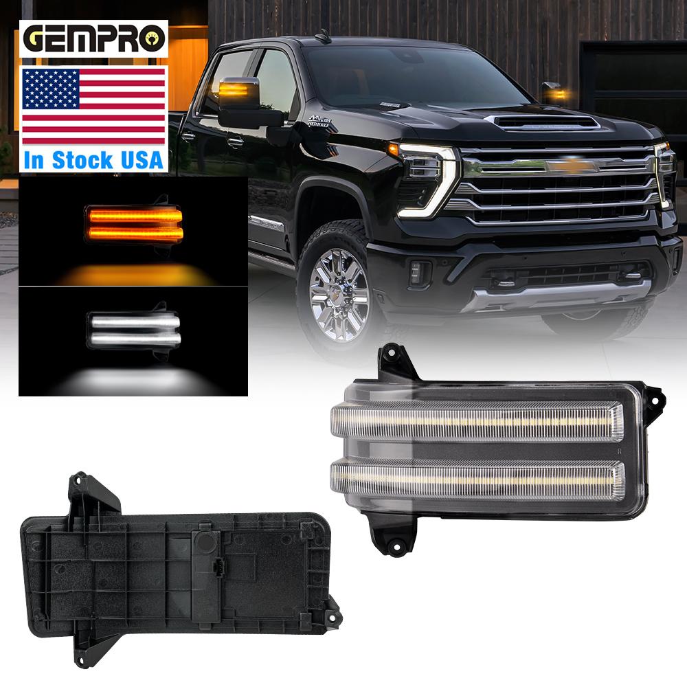 USA Stock Plug and Play Truck LED Mirror Towing Parking Signal Light for CHEVROLET SILVARADO for GMC SIERRA 2500 3500 2020-2024