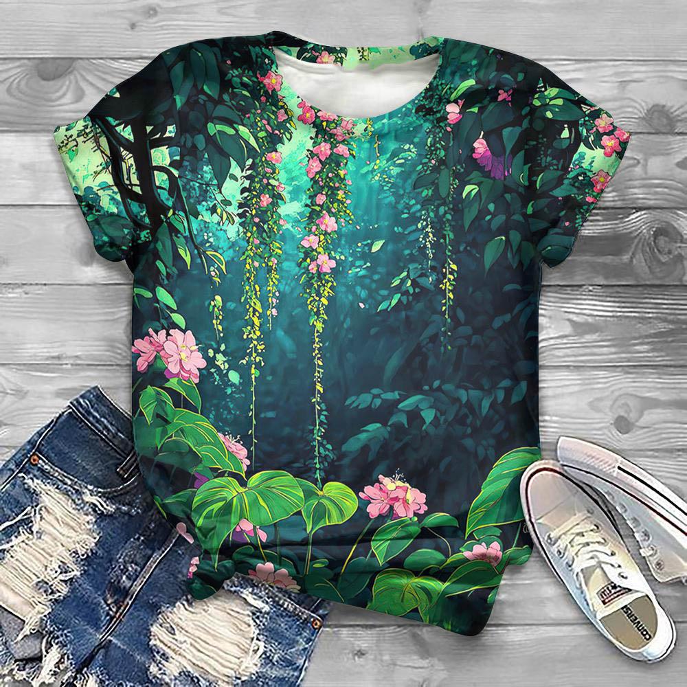 Summer Fashion Floral 3D Print T-shirts Women Streetwear Casual Famale Short Sleeve T Shirt O-neck Tees Tops Clothing