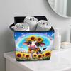 Sonnenblumen und Kühe 5D Diamantmalerei Aufbewahrungskorb Vollrunde Bohrer Mosaik Diamantstickerei Kreuzstich-Kits Heimdekoration Heimdekoration