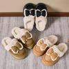 Women's Winter Fluffy Fleece Indoor Sandals Warm Room Fur Bow Slippers for Home Slip On Plush Shoes EVA Lightweight Comfort House Shoes for Bedroom