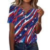 Women's T Shirt Independence Day Print Button Short Sleeve Daily Weekend Fashion Basic V- Neck Regular Top