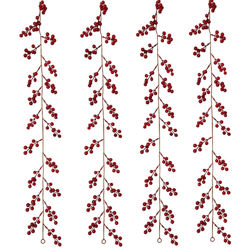 Artificial Red Berry Stem Faux Red Berry Branch Plastic Rattan Foamed Berries for Home Party Use