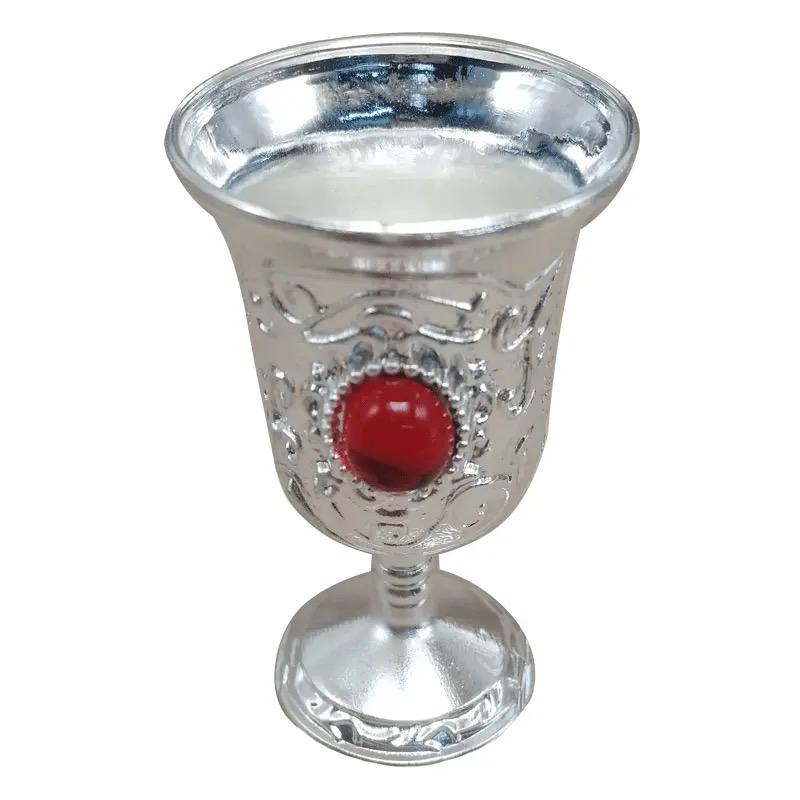 

European Mini Glass,Alloy Retro Relief Rose Vodka Cup, Light Luxury Portable Tall Tumbler, Creative Travel Gift Souvenirs, 1pcs