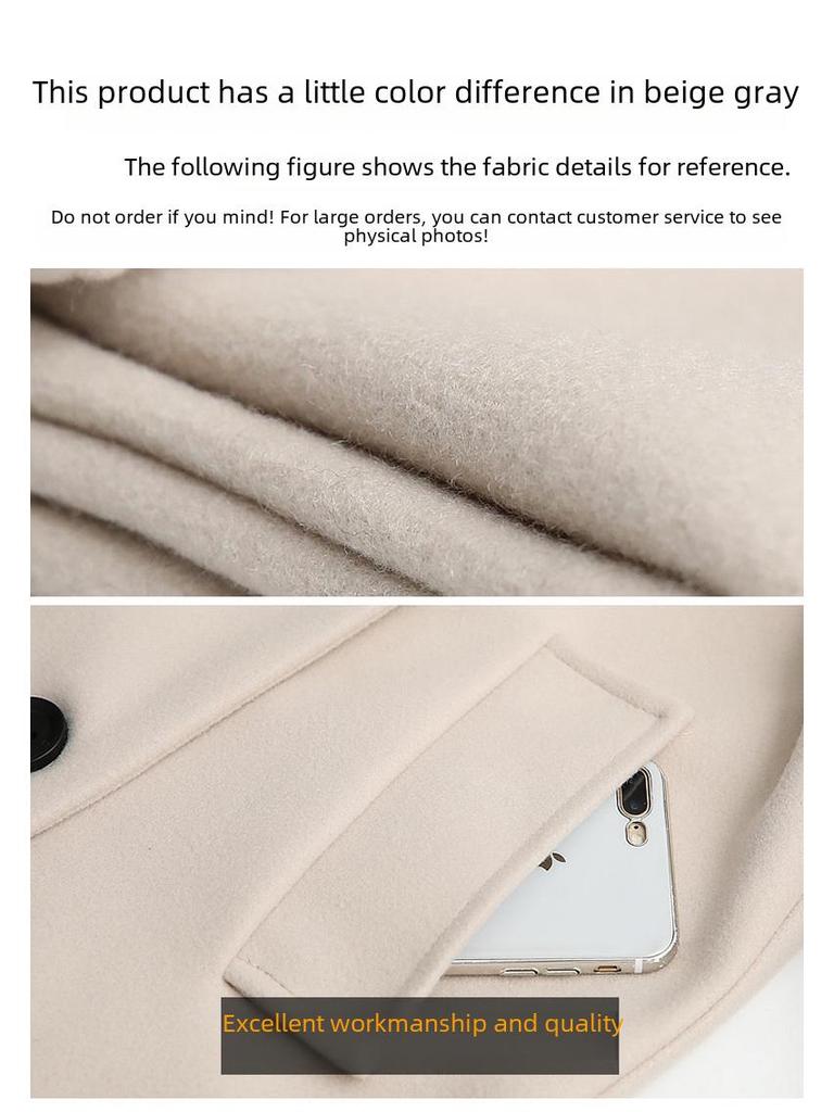 Cai Daifei 2025 Spring/Summer Women's Slim Wool Coat, Medium To Long Length, Large Sizes Available