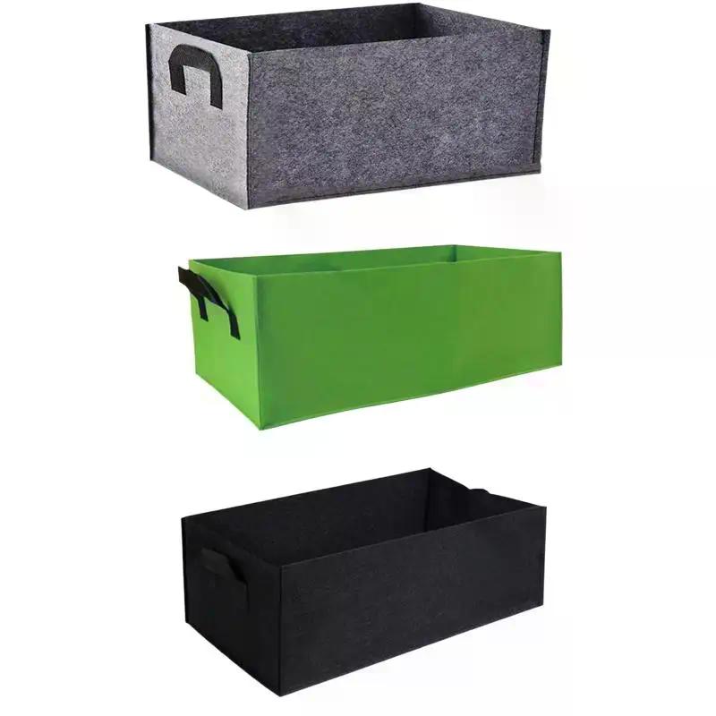 Saco de Tecido Retangular para Cultivo de Plantas Respirável Não Tecido Vaso com Alças Dobrável Balde de Cultivo para Vegetais e Flores