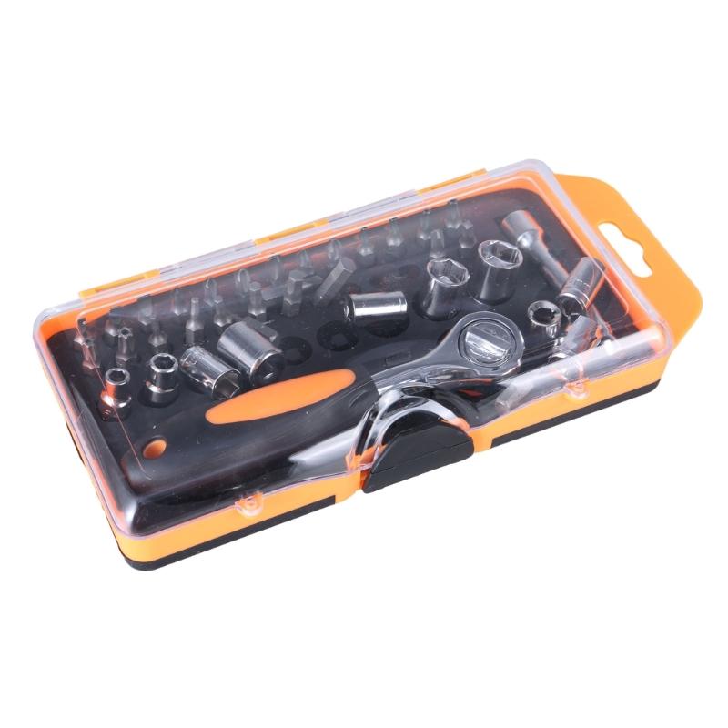 MultiFunction Hand Tool Kit With Ratchet Wrenches Handle And Screwdriver Set For Repairs