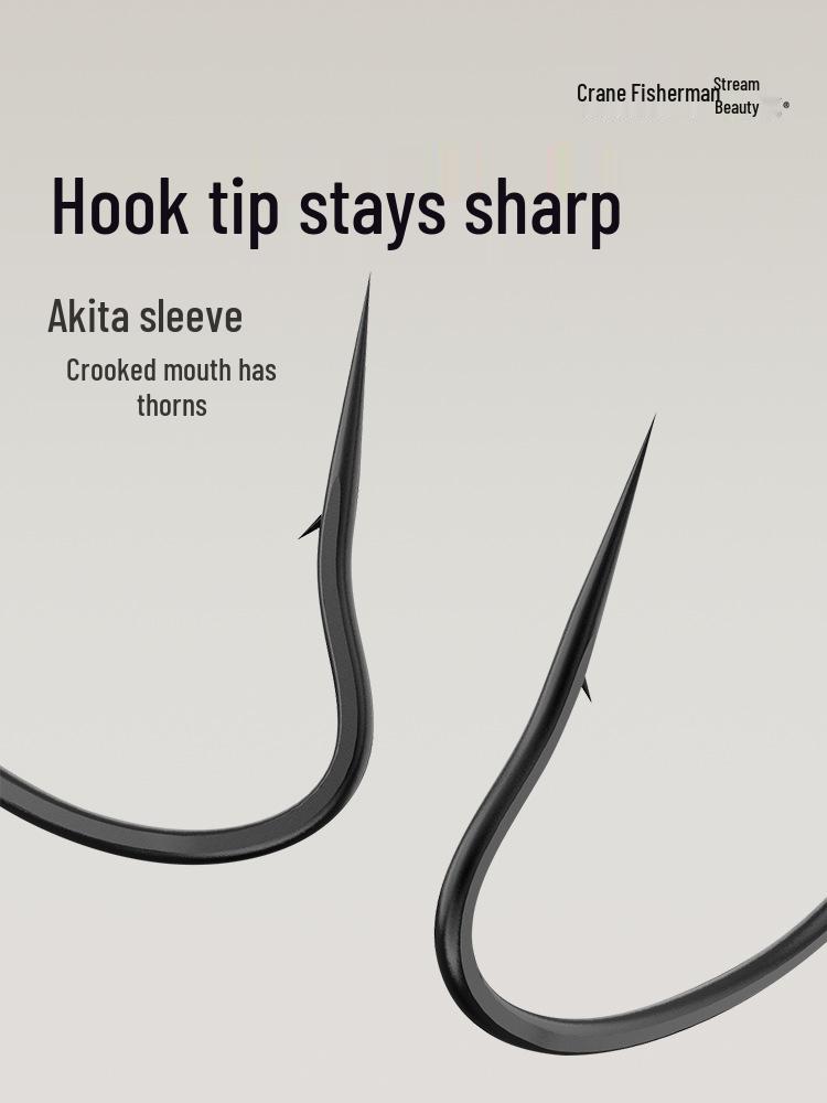 Akita Fox Barbed Black Sleeve Hook for Crucian Carp & Small Fish