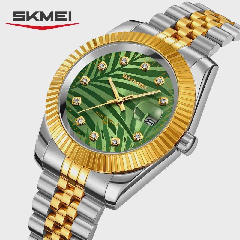 Analog Quartz Watch for Men Stainless Steel Band 30M Waterproof Luminous Date Window Diamond Hour Markers Fashion Men's Watches