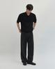 WORK ON BODY OFF Cool Bamboo Semi-Overfit Cable Collar Short Sleeve Knit [Black]