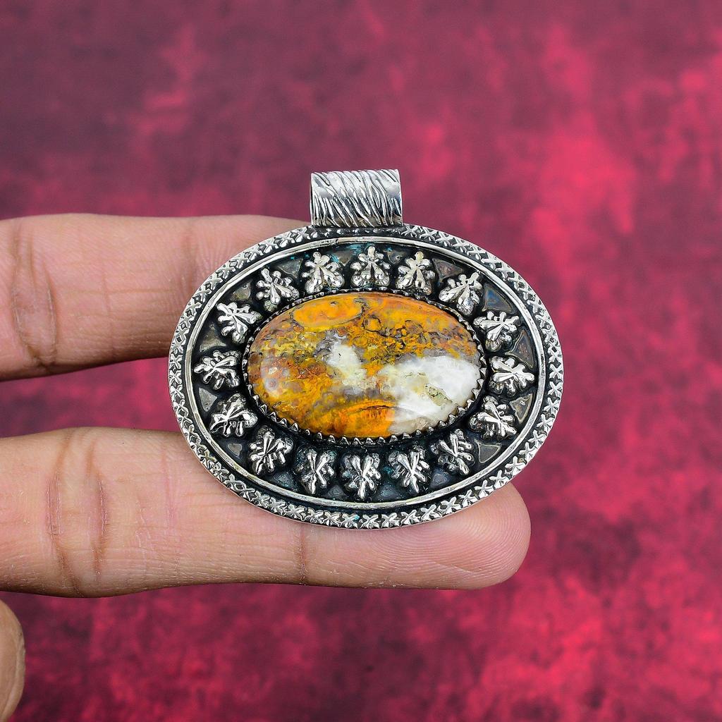 Bumblebee Jasper Pendant, 925 Solid Sterling Silver Gemstone Jewelry, Handmade Pendant, For Mother Day