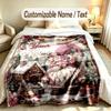 Gnome Theme Custom Blanket Personalized Name & Text Customized Soft Warm Throw Blanket Home Decor