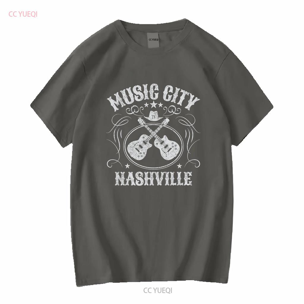 Nashville Music City T Shirt Country Cowgirl Long Or Short Sleeves Vintage Washed Top For Everyday Wear Comfortable Breathable