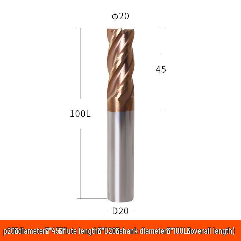 Taiwan 60° Tungsten Carbide 4-Flute Coated End Mill for Steel CNC Machining