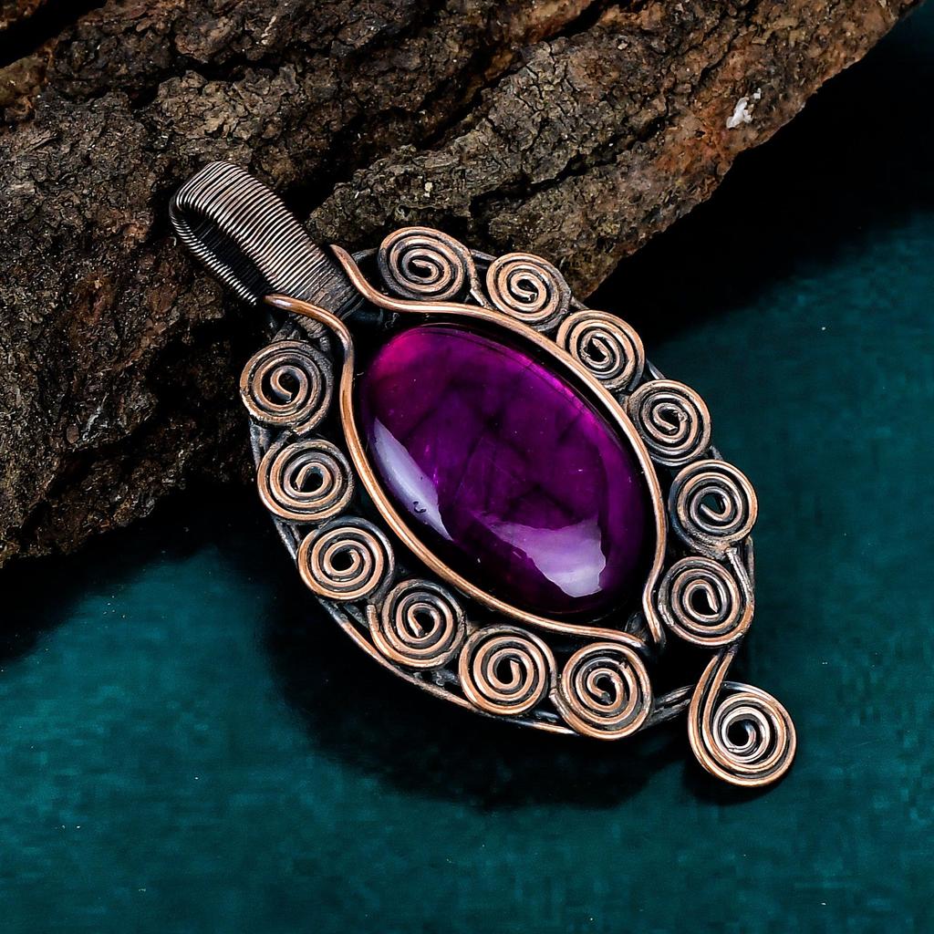 Purple fire labradorite pendant handmade jewelry copper wire wrapped pendant original gemstone pendant latest design pendant gift for her