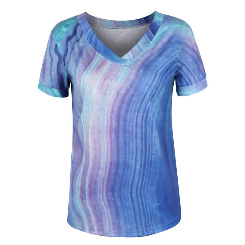 Womens T Shirt Ladies Summer Casual Loose V-Neck Short Sleeve Top T-Shirt