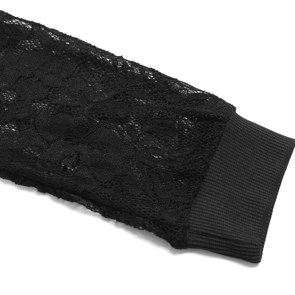 Robe courte élégante en dentelle ajourée pour femmes, capuche en V, manches longues, décontractée, printemps automne