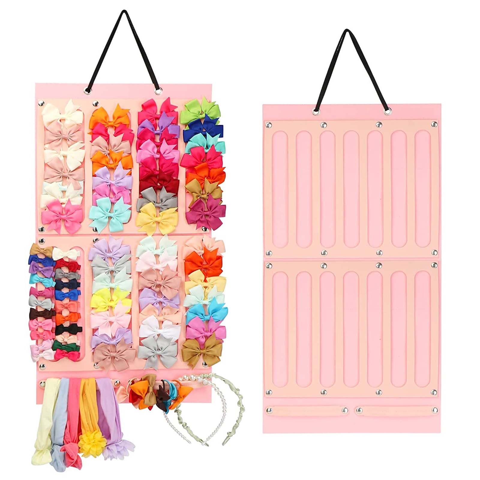 Hair Bows Holder For Girls Bow Organizer Storage Hair Bows Headband Organizer Accessory Storage Pillows Storage Bags светло-розовый