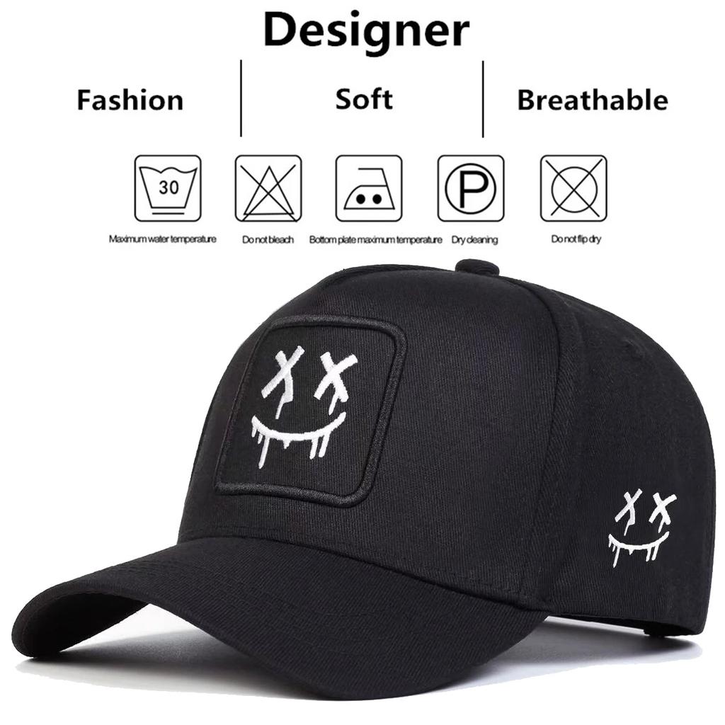 Women Xx Smiling Face Embroidery Baseball Caps Spring Autumn Outdoor Use Adjustable Casual Hats Sunscreen Hat Sportss Cap For Men And